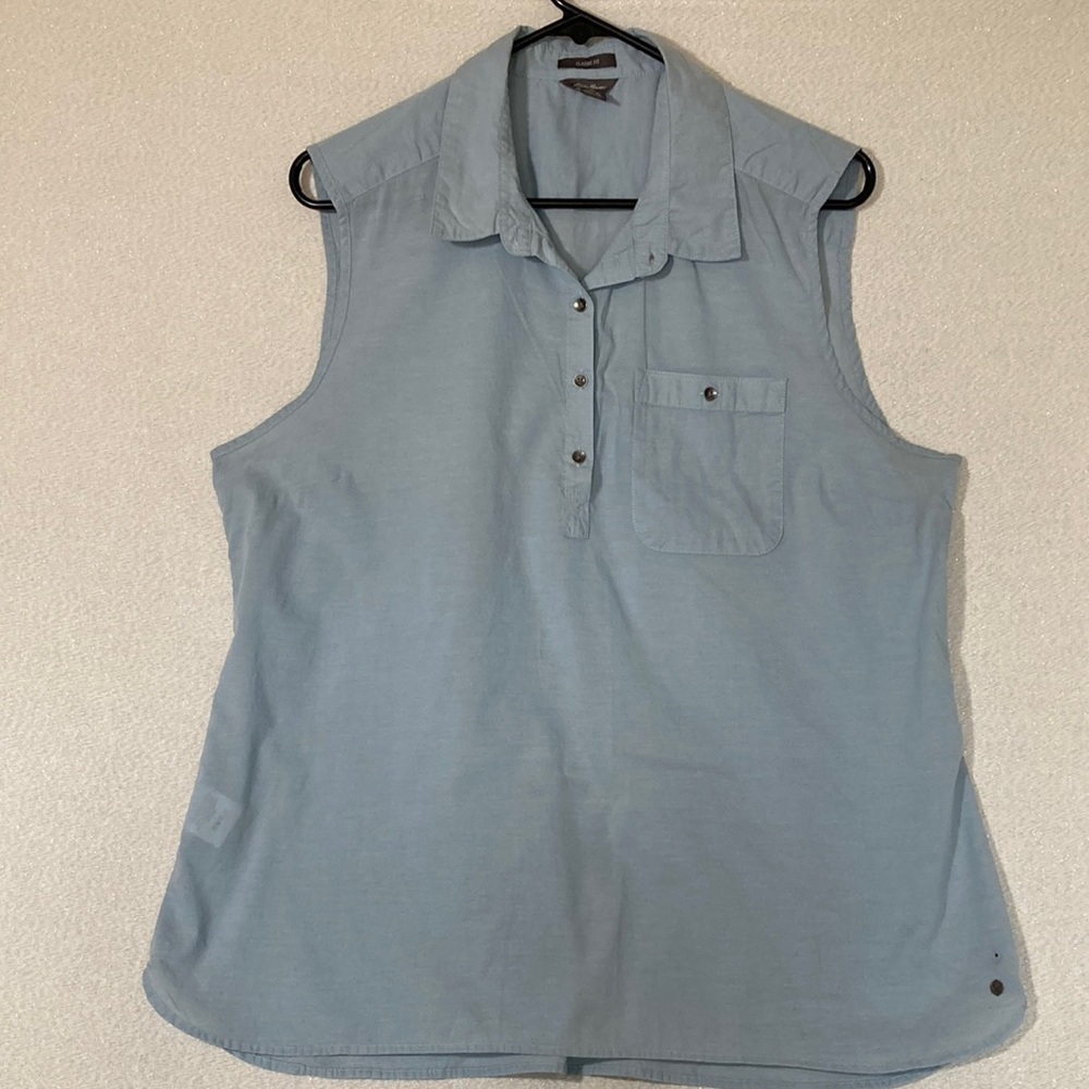 Eddie Bauer Blue Sleeveless Classic Fit Shirt Size XL